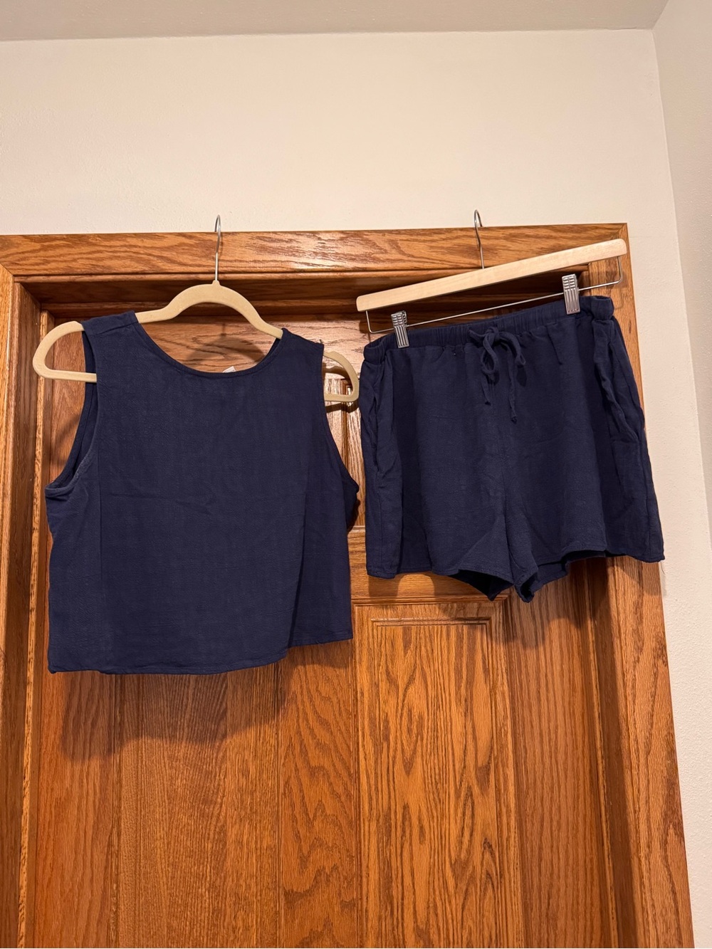 Navy Set | 2 piece crop top and high waisted shorts - Picture 3 of 12
